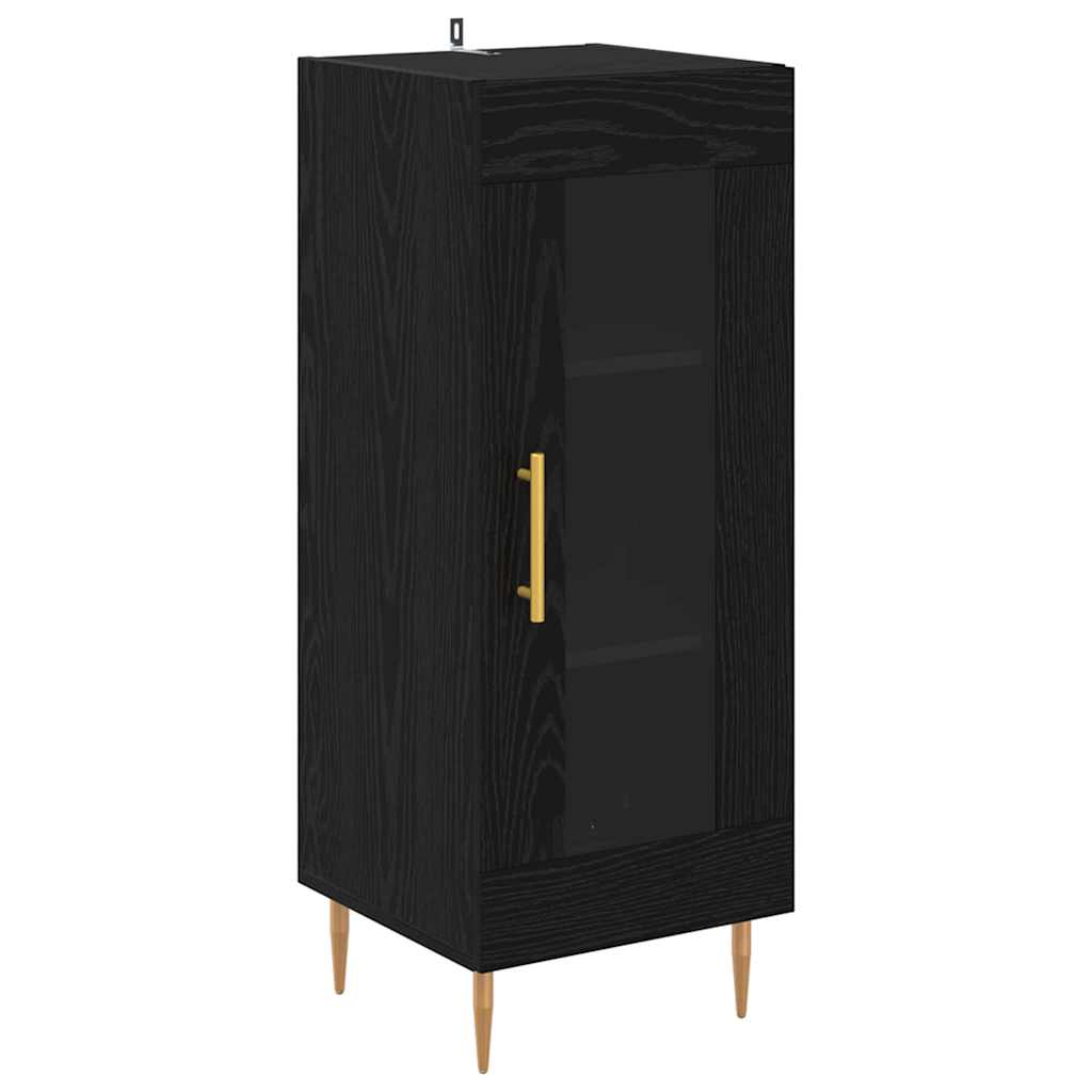 Hoge kast 2 pcs Zwart Eiken Glas is nu te koop bij PeponiXL, paradijselijk wonen!