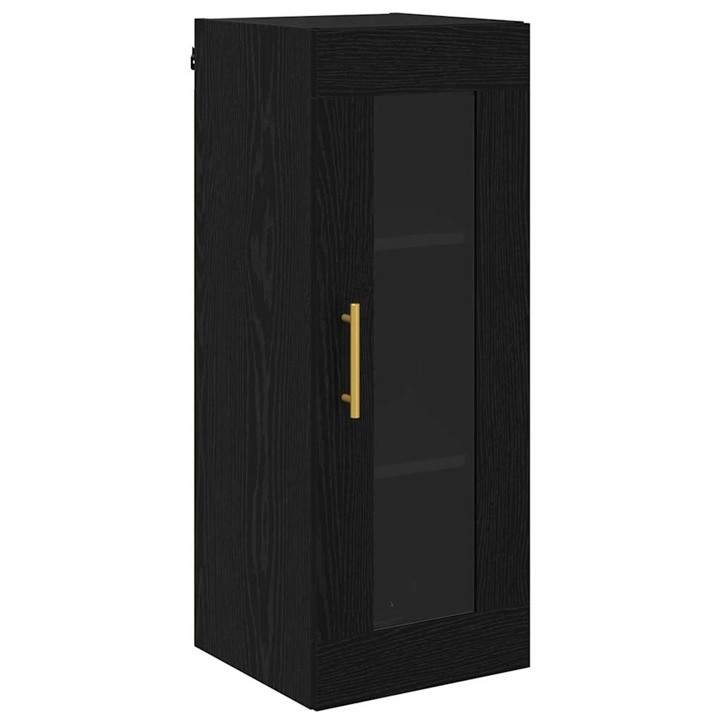 Hoge kast 2 pcs Zwart Eiken Glas is nu te koop bij PeponiXL, paradijselijk wonen!