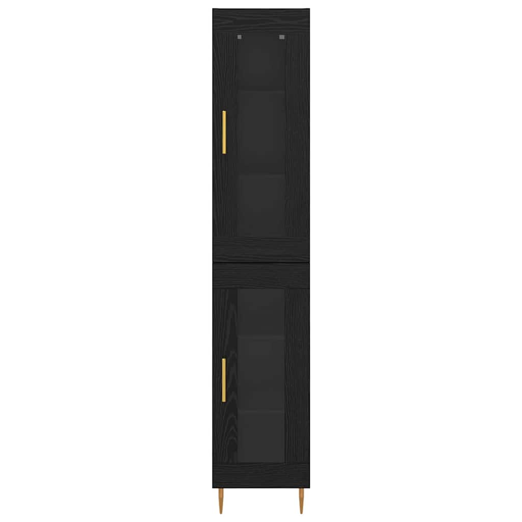Hoge kast 2 pcs Zwart Eiken Glas is nu te koop bij PeponiXL, paradijselijk wonen!