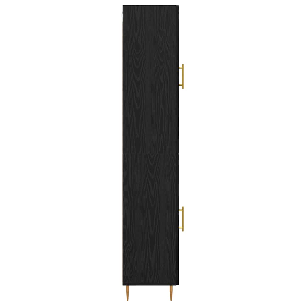 Hoge kast 2 pcs Zwart Eiken Glas is nu te koop bij PeponiXL, paradijselijk wonen!