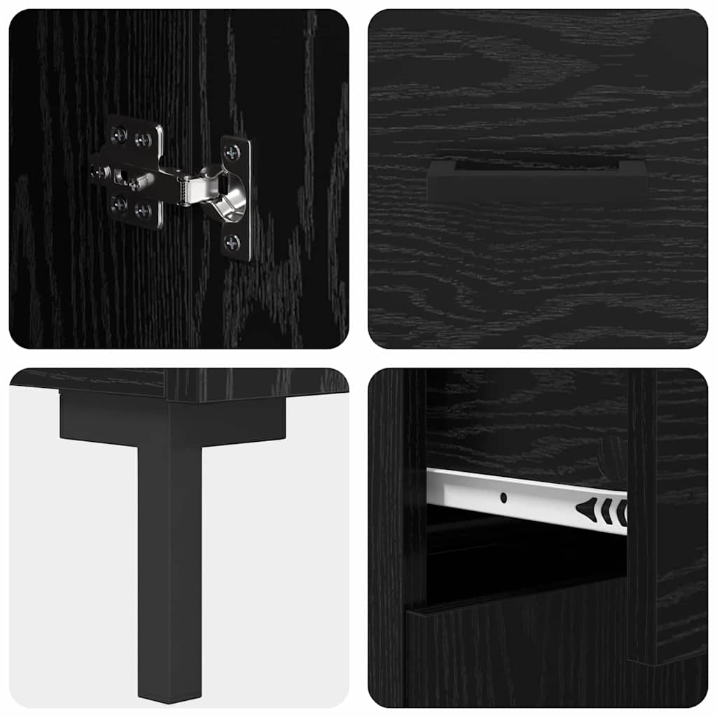 Hoge kast met lade 2 pcs Zwart Eiken Bewerkt hout is nu te koop bij PeponiXL, paradijselijk wonen!