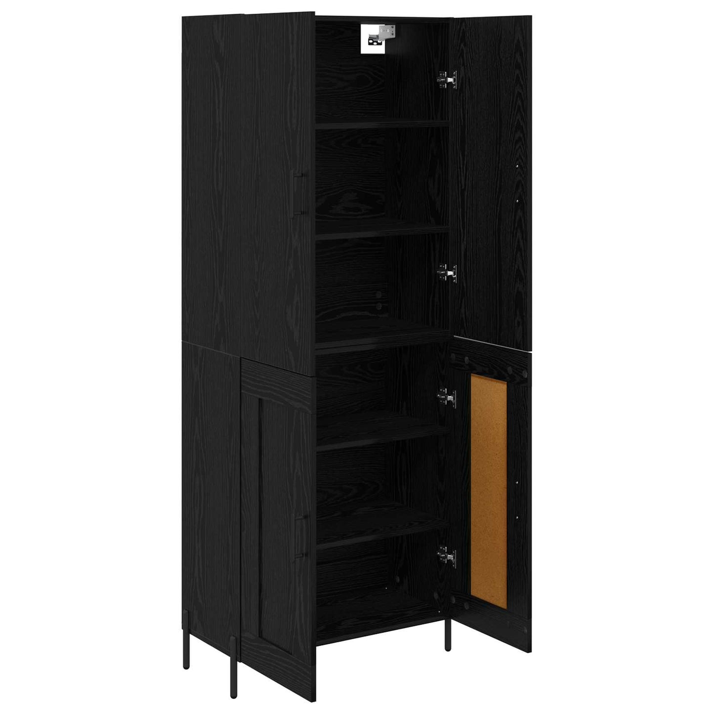 Highboard Zwart Eiken 69,5 x 34 x 180 cm Bewerkt hout is nu te koop bij PeponiXL, paradijselijk wonen!