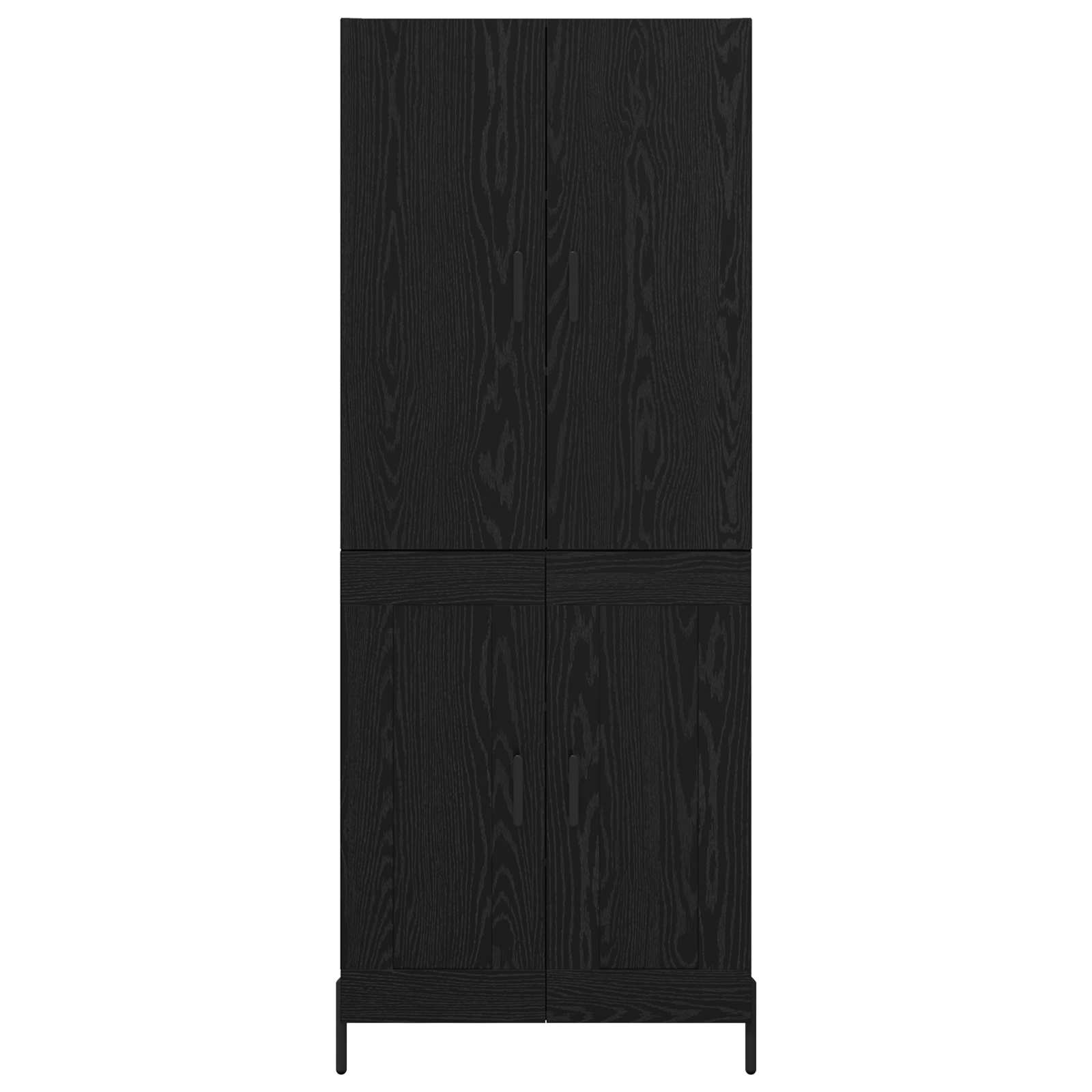 Highboard Zwart Eiken 69,5 x 34 x 180 cm Bewerkt hout is nu te koop bij PeponiXL, paradijselijk wonen!