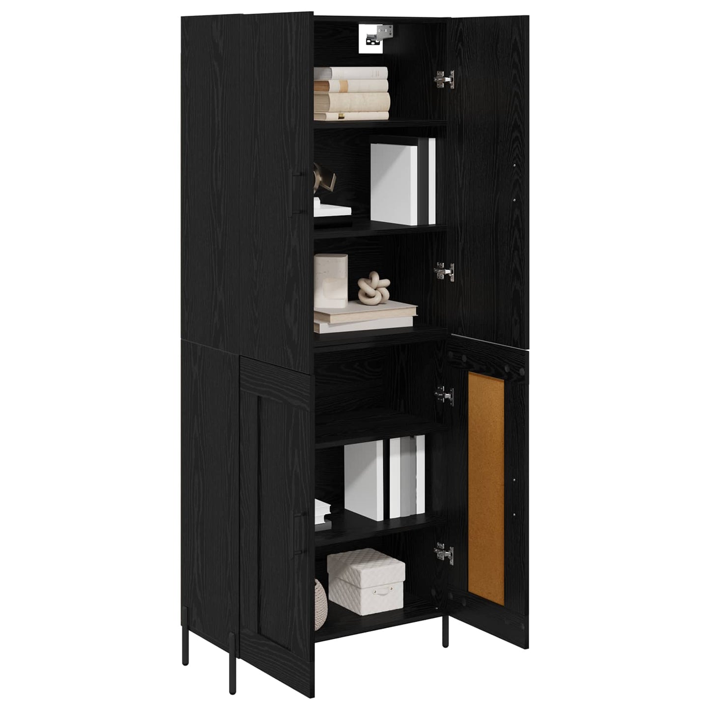 Highboard Zwart Eiken 69,5 x 34 x 180 cm Bewerkt hout is nu te koop bij PeponiXL, paradijselijk wonen!