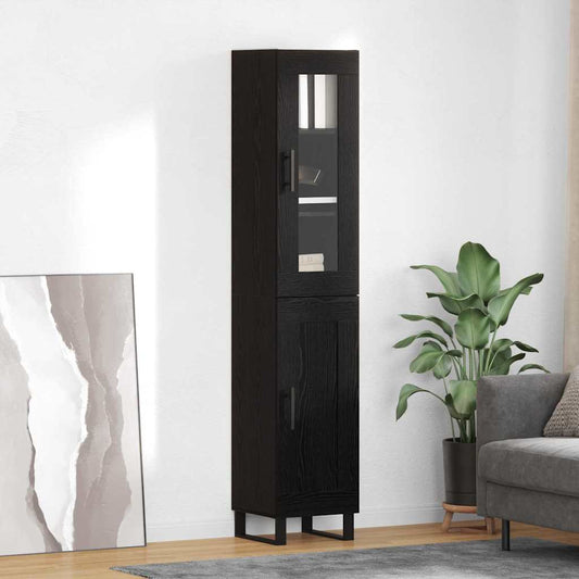 Highboard Zwart Eiken 34,5 x 34 x 180 cm Bewerkt hout is nu te koop bij PeponiXL, paradijselijk wonen!
