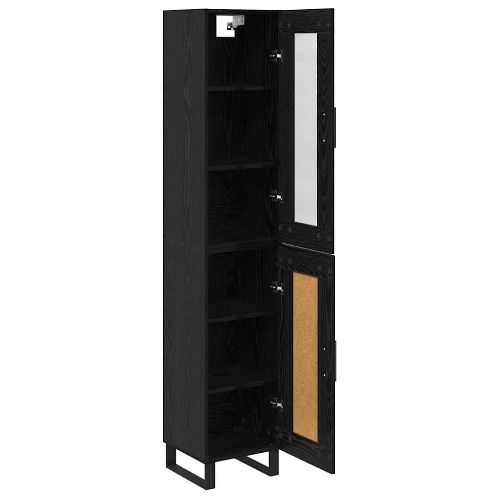 Highboard Zwart Eiken 34,5 x 34 x 180 cm Bewerkt hout is nu te koop bij PeponiXL, paradijselijk wonen!