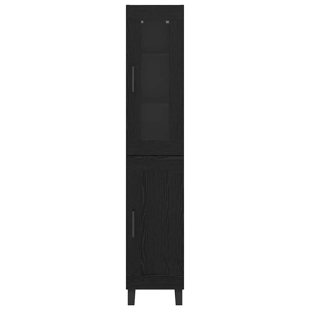 Highboard Zwart Eiken 34,5 x 34 x 180 cm Bewerkt hout is nu te koop bij PeponiXL, paradijselijk wonen!