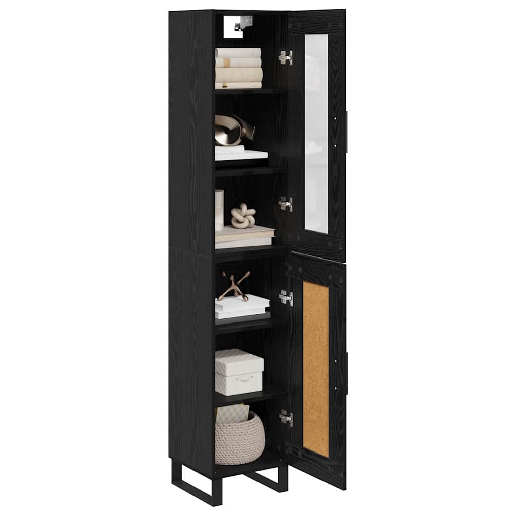 Highboard Zwart Eiken 34,5 x 34 x 180 cm Bewerkt hout is nu te koop bij PeponiXL, paradijselijk wonen!