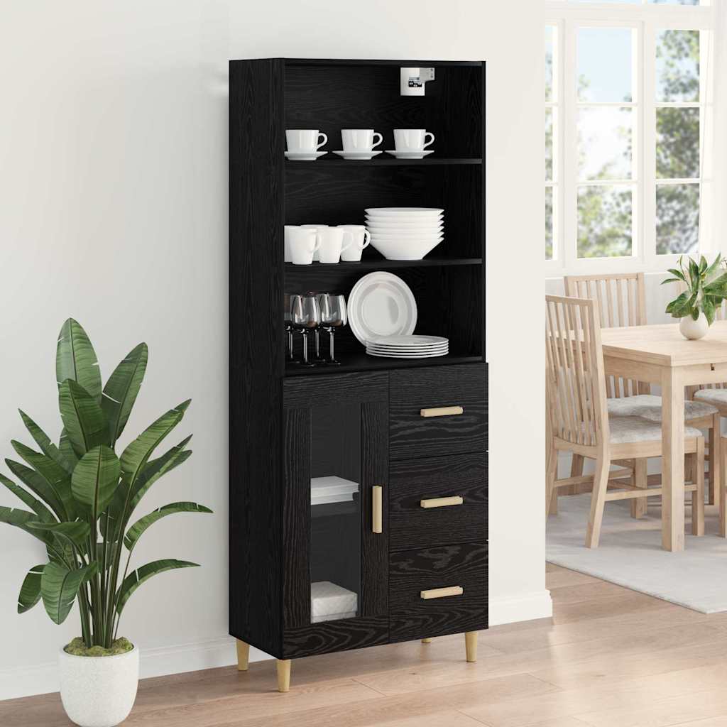 Hoge kast Zwart Eiken 69,5 x 32,5 x 180 cm Bewerkt hout is nu te koop bij PeponiXL, paradijselijk wonen!