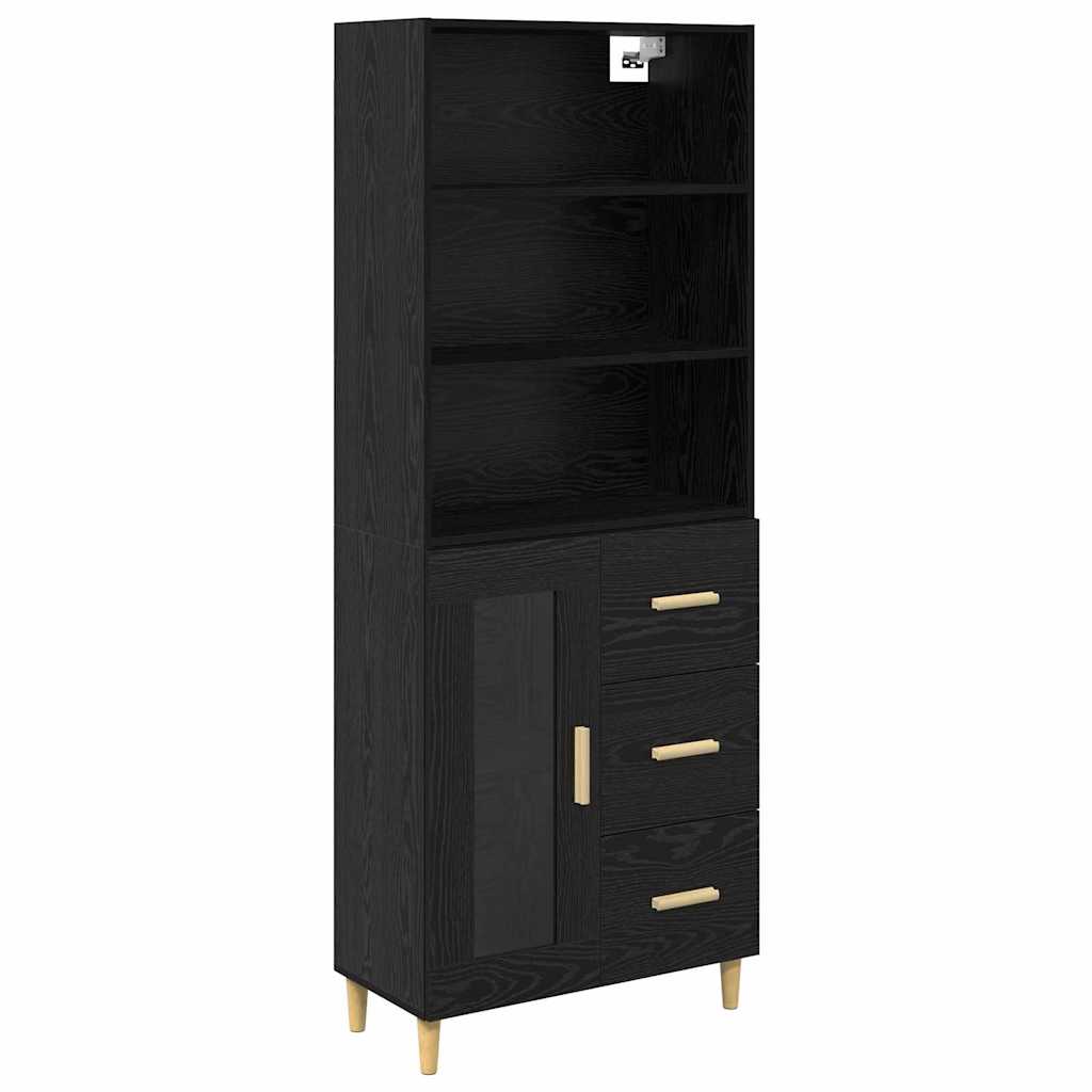 Hoge kast Zwart Eiken 69,5 x 32,5 x 180 cm Bewerkt hout is nu te koop bij PeponiXL, paradijselijk wonen!