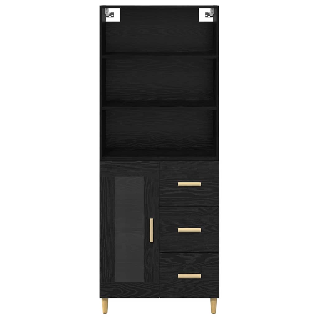 Hoge kast Zwart Eiken 69,5 x 32,5 x 180 cm Bewerkt hout is nu te koop bij PeponiXL, paradijselijk wonen!