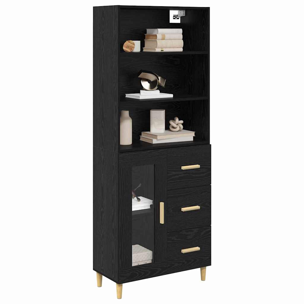 Hoge kast Zwart Eiken 69,5 x 32,5 x 180 cm Bewerkt hout is nu te koop bij PeponiXL, paradijselijk wonen!