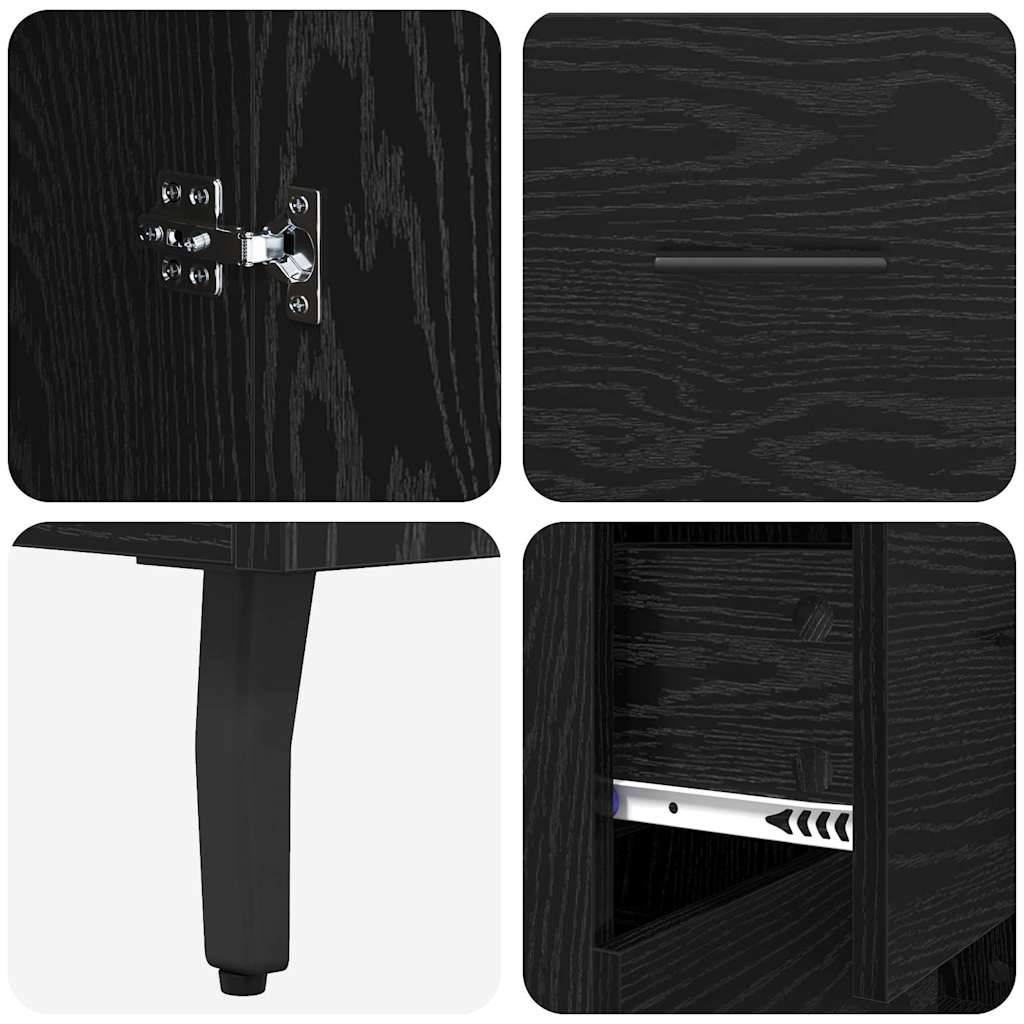 Hoge kast met lade 2 pcs Zwart eiken Geengineerd Hout en Glas is nu te koop bij PeponiXL, paradijselijk wonen!