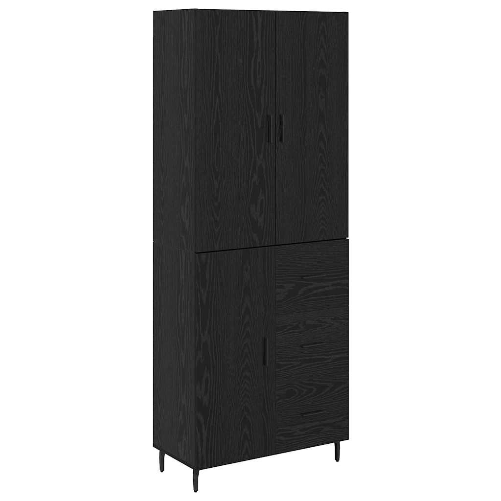 Hoge kast met lade 2 pcs Zwart eiken Geengineerd Hout en Glas is nu te koop bij PeponiXL, paradijselijk wonen!