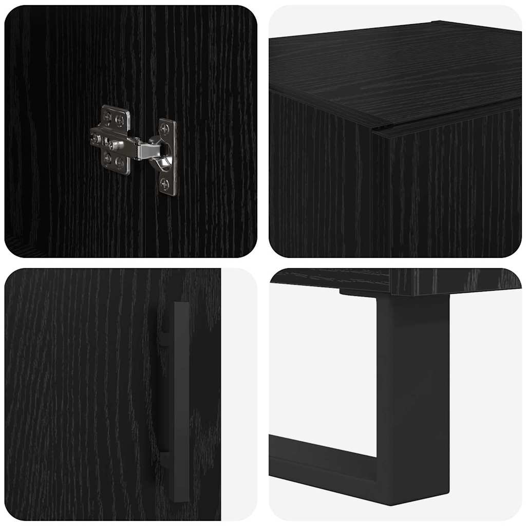 Highboard met lade Zwart Eiken 34,5 x 34 x 180 cm Bewerkt hout is nu te koop bij PeponiXL, paradijselijk wonen!