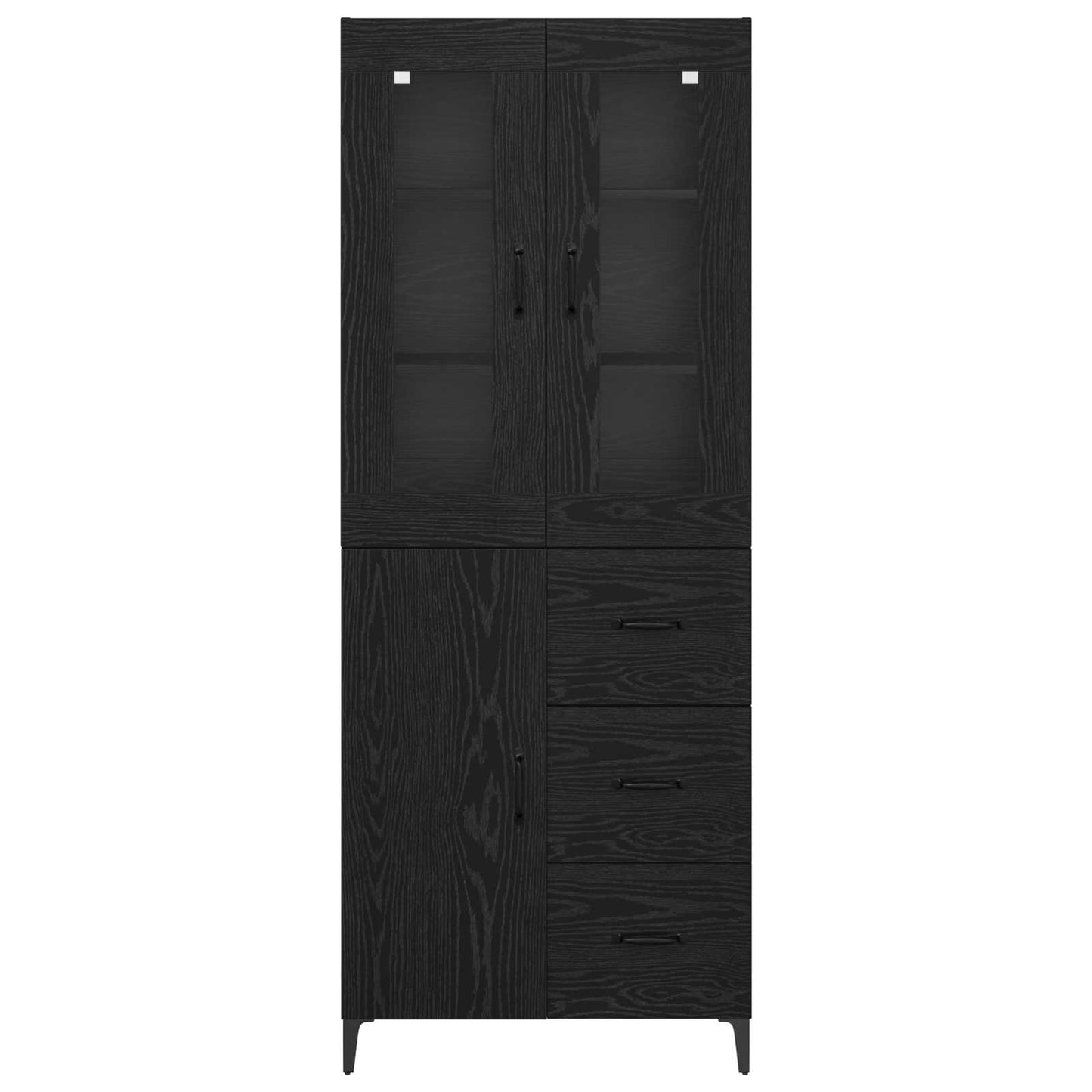 Highboard met lade Zwart Eiken 69,5 x 34 x 180 cm Bewerkt hout is nu te koop bij PeponiXL, paradijselijk wonen!