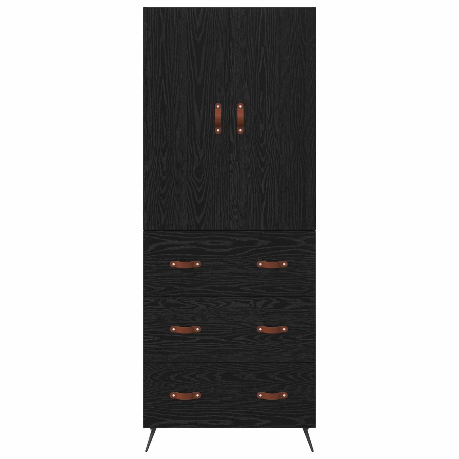 Highboard met lade Zwart Eiken 69,5 x 34 x 180 cm Bewerkt hout is nu te koop bij PeponiXL, paradijselijk wonen!