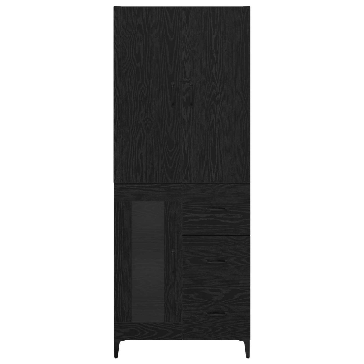 Highboard met lade Zwart Eiken 69,5 x 34 x 180 cm Bewerkt hout is nu te koop bij PeponiXL, paradijselijk wonen!