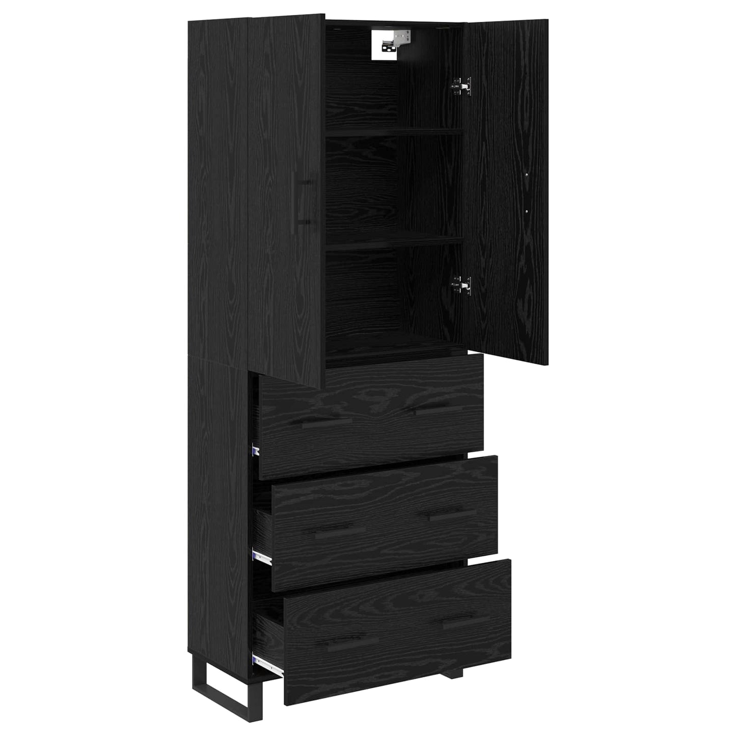 Hoge kast met lade 2 pcs Zwart Eiken 69,5 x 34 x 180 cm is nu te koop bij PeponiXL, paradijselijk wonen!