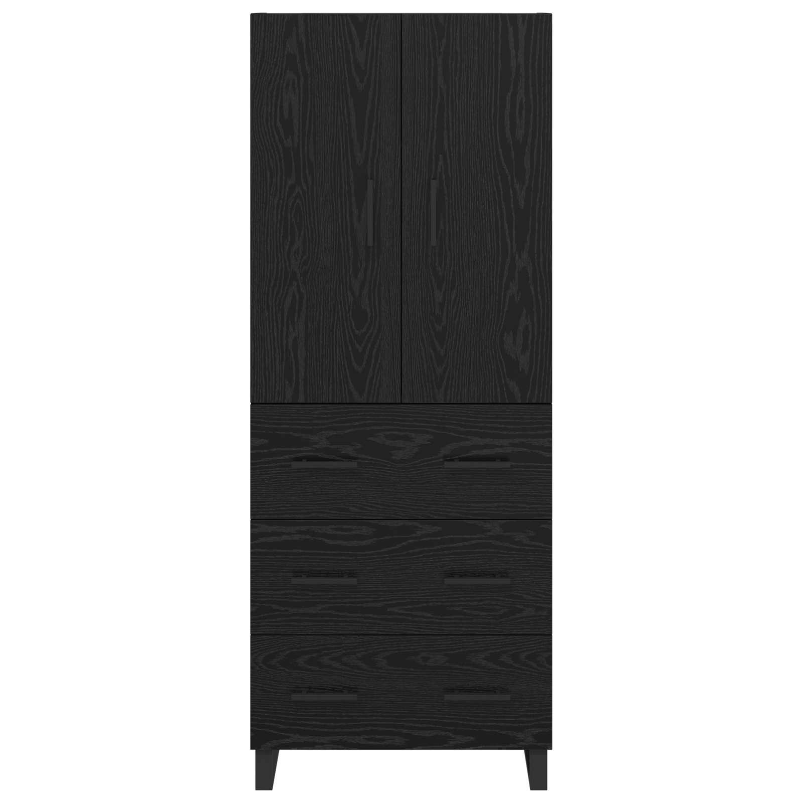 Hoge kast met lade 2 pcs Zwart Eiken 69,5 x 34 x 180 cm is nu te koop bij PeponiXL, paradijselijk wonen!