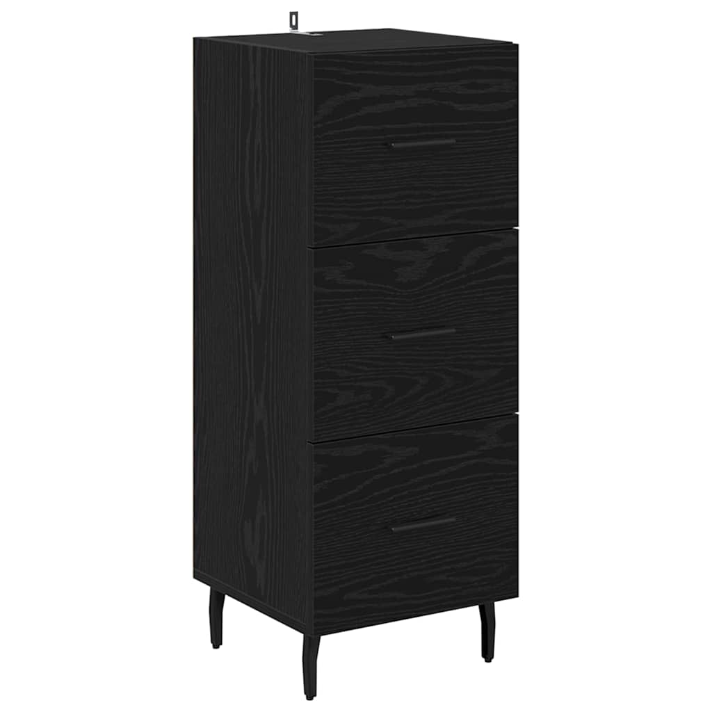 Highboard met lade Zwart Eiken 34,5 x 34 x 180 cm Bewerkt hout is nu te koop bij PeponiXL, paradijselijk wonen!