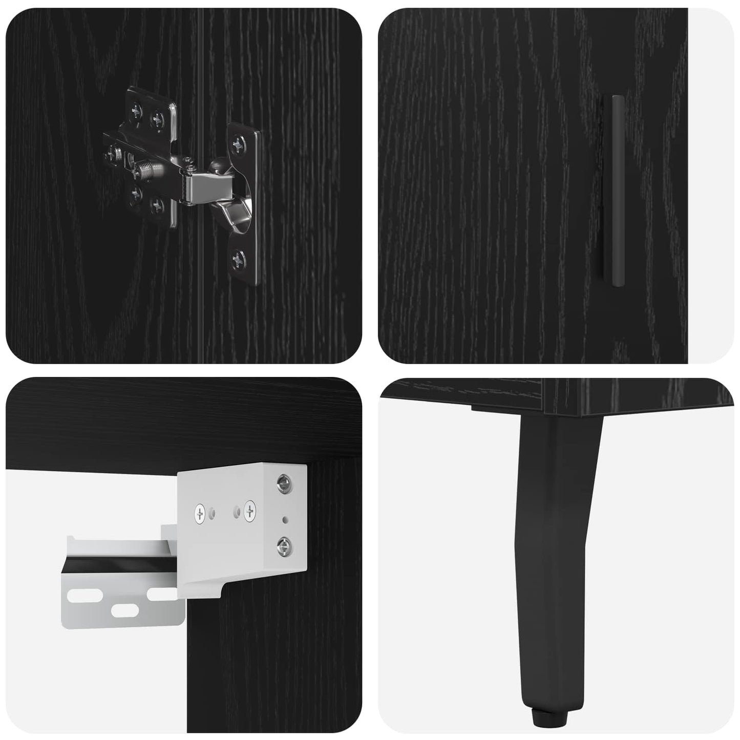 Hoge kast 2 pcs Zwart Eiken Bewerkt hout is nu te koop bij PeponiXL, paradijselijk wonen!