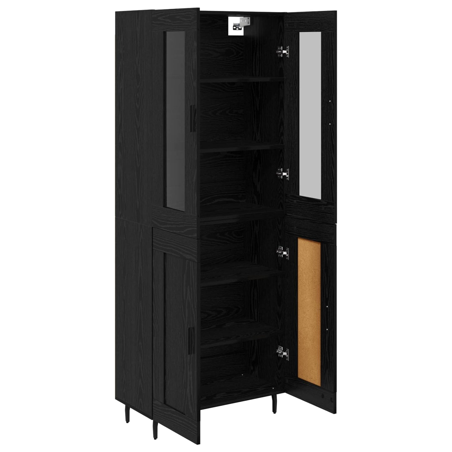 Hoge kast 2 pcs Zwart Eiken Bewerkt hout is nu te koop bij PeponiXL, paradijselijk wonen!