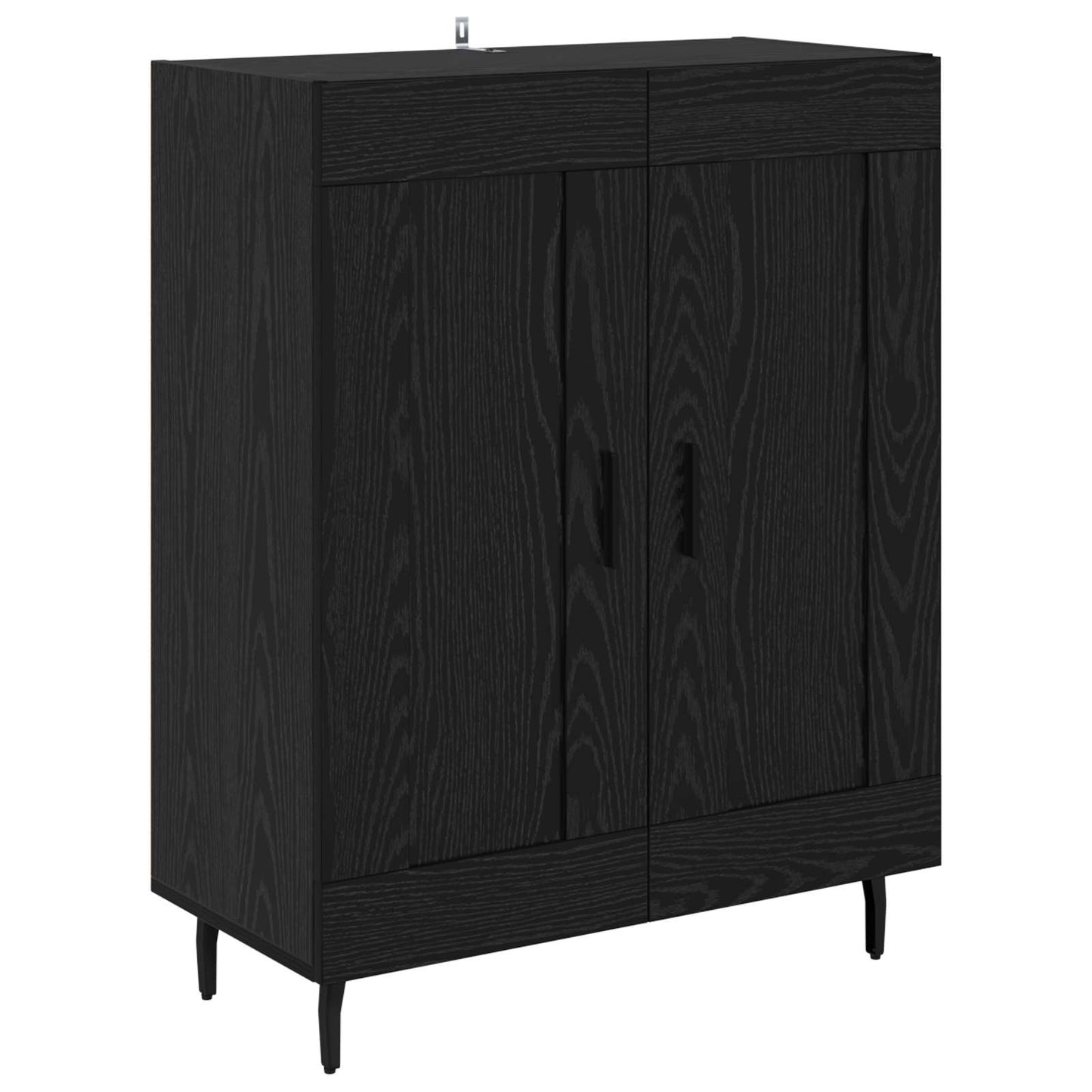 Hoge kast 2 pcs Zwart Eiken Bewerkt hout is nu te koop bij PeponiXL, paradijselijk wonen!