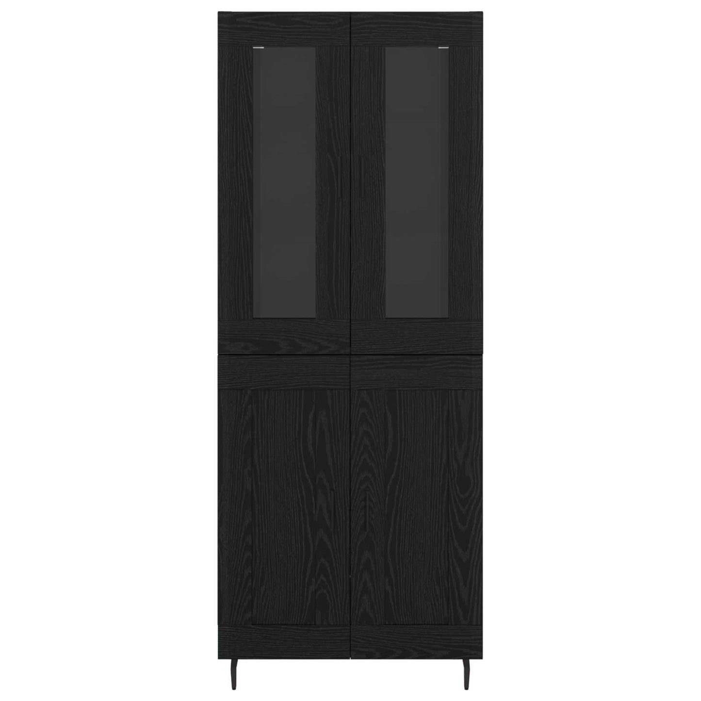 Hoge kast 2 pcs Zwart Eiken Bewerkt hout is nu te koop bij PeponiXL, paradijselijk wonen!