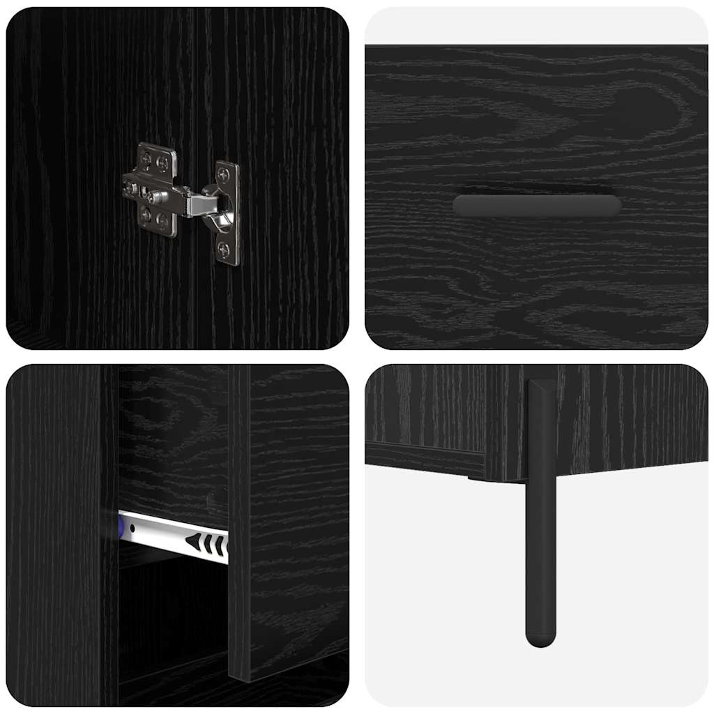 Highboard met lade Zwart Eiken 34,5 x 34 x 180 cm Bewerkt hout is nu te koop bij PeponiXL, paradijselijk wonen!