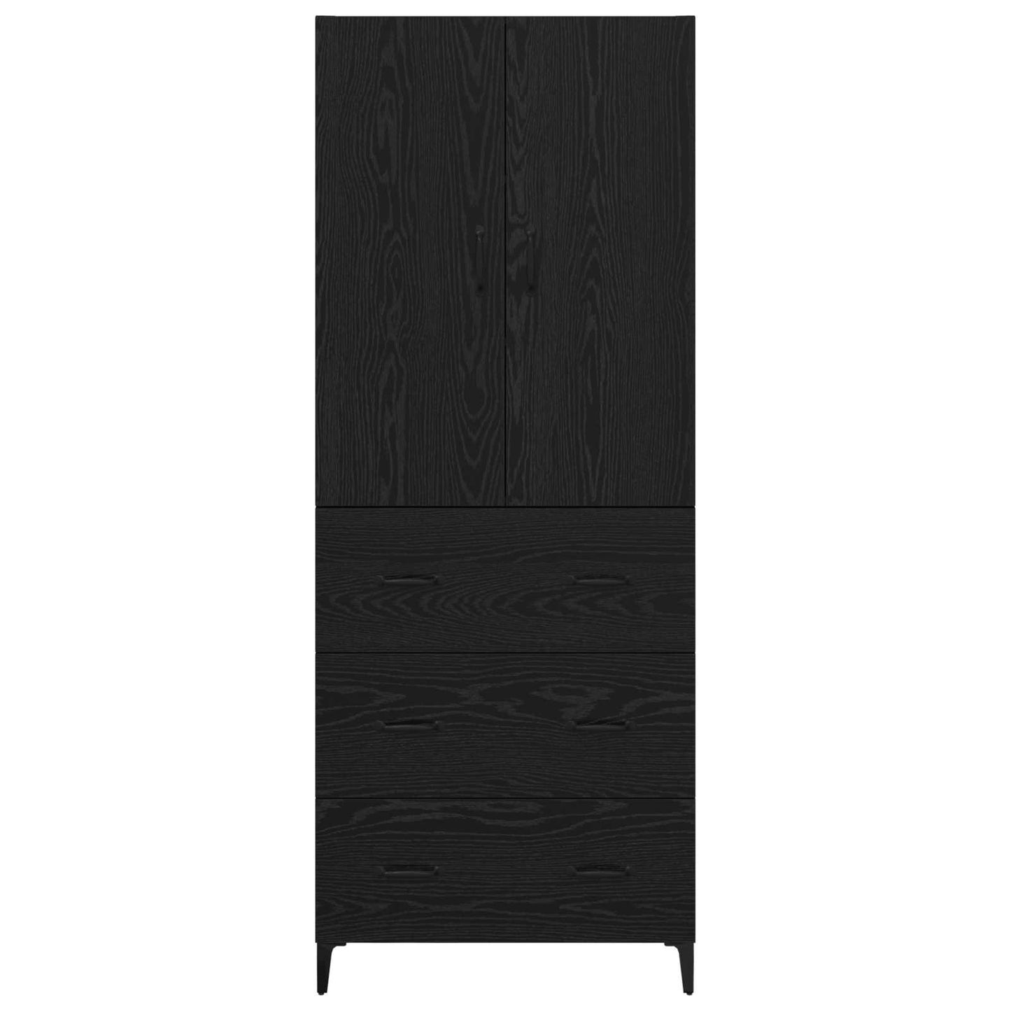 Highboard met lade Zwart Eiken 69,5 x 34 x 180 cm Bewerkt hout is nu te koop bij PeponiXL, paradijselijk wonen!