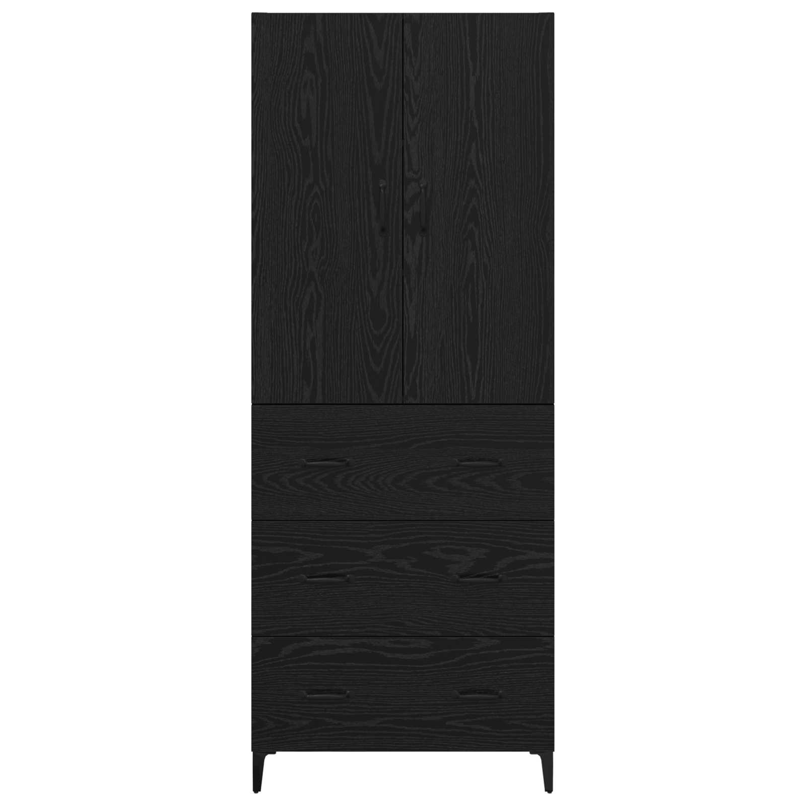 Highboard met lade Zwart Eiken 69,5 x 34 x 180 cm Bewerkt hout is nu te koop bij PeponiXL, paradijselijk wonen!