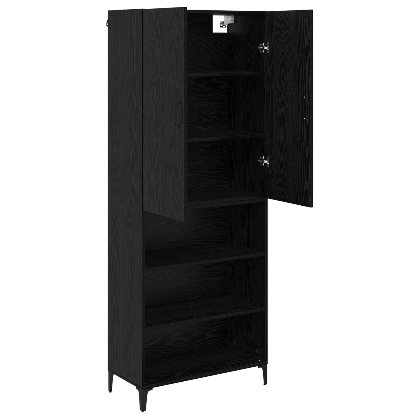 Highboard Zwart Eiken 69,5 x 34 x 180 cm Bewerkt hout is nu te koop bij PeponiXL, paradijselijk wonen!