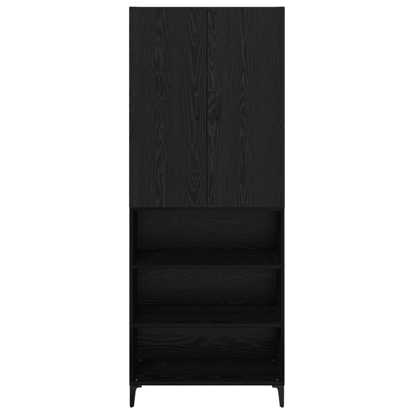 Highboard Zwart Eiken 69,5 x 34 x 180 cm Bewerkt hout is nu te koop bij PeponiXL, paradijselijk wonen!