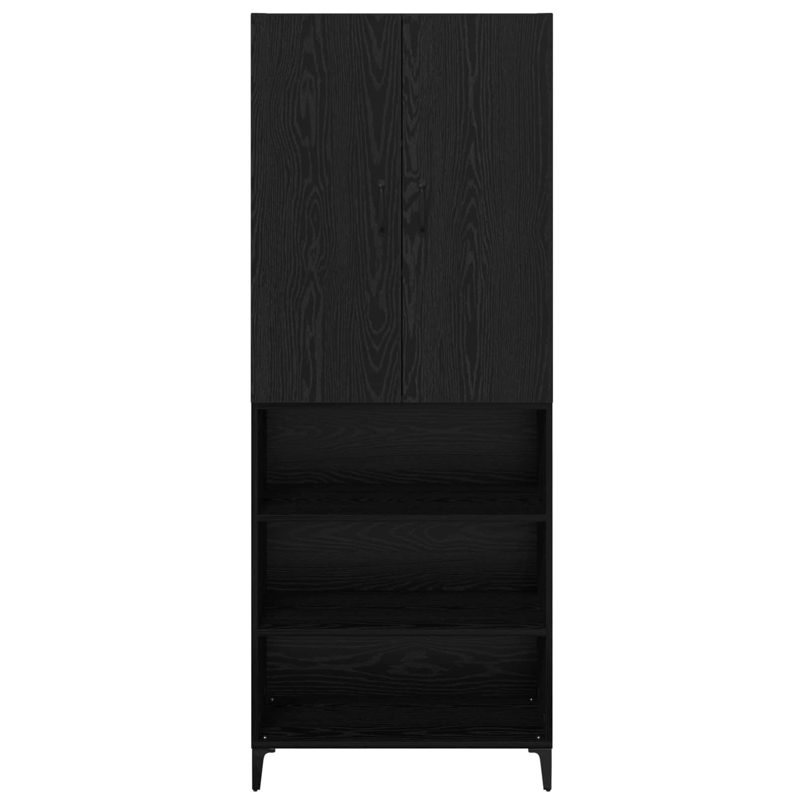 Highboard Zwart Eiken 69,5 x 34 x 180 cm Bewerkt hout is nu te koop bij PeponiXL, paradijselijk wonen!