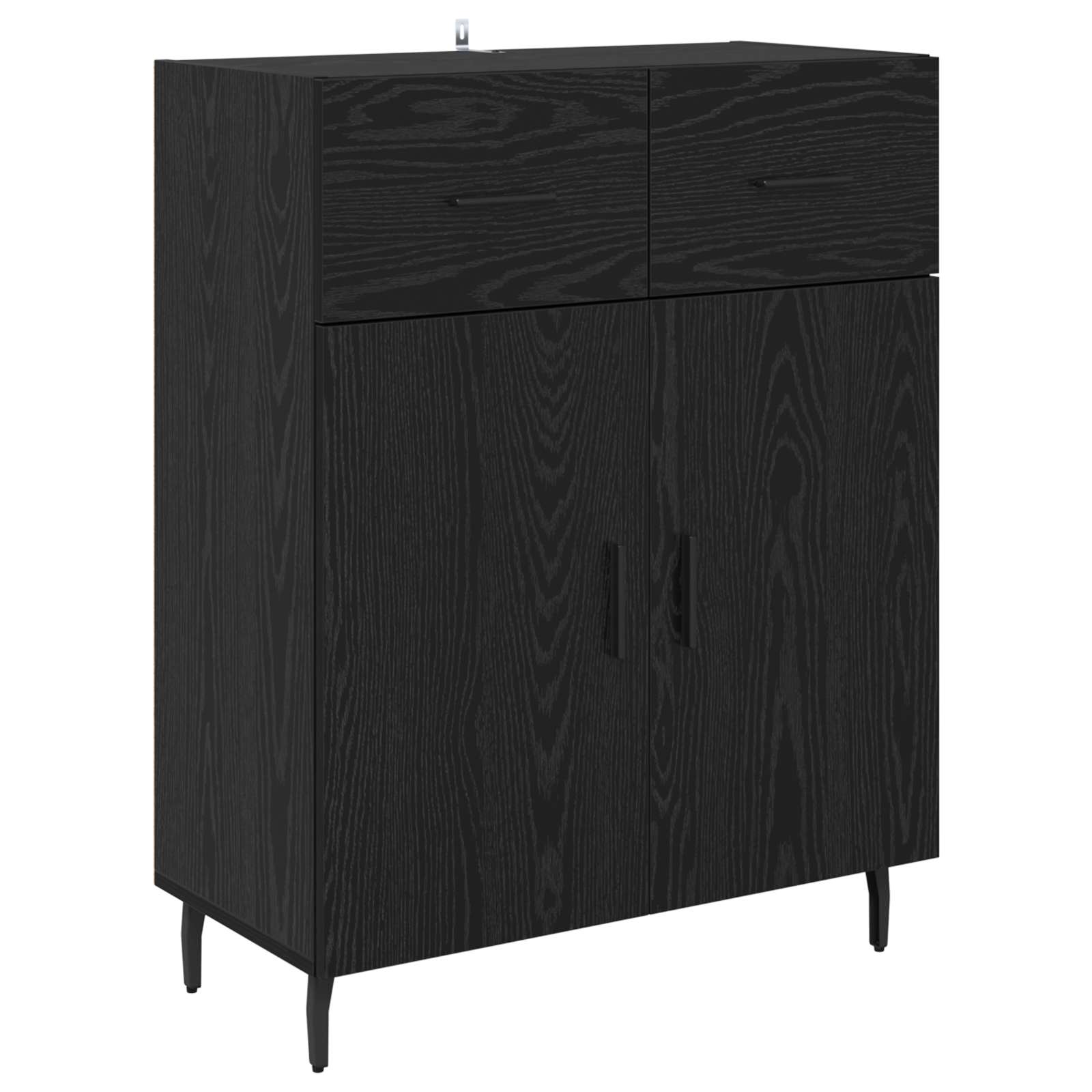 Hoge kast met lade 2 pcs Zwart Eiken Bewerkt hout is nu te koop bij PeponiXL, paradijselijk wonen!