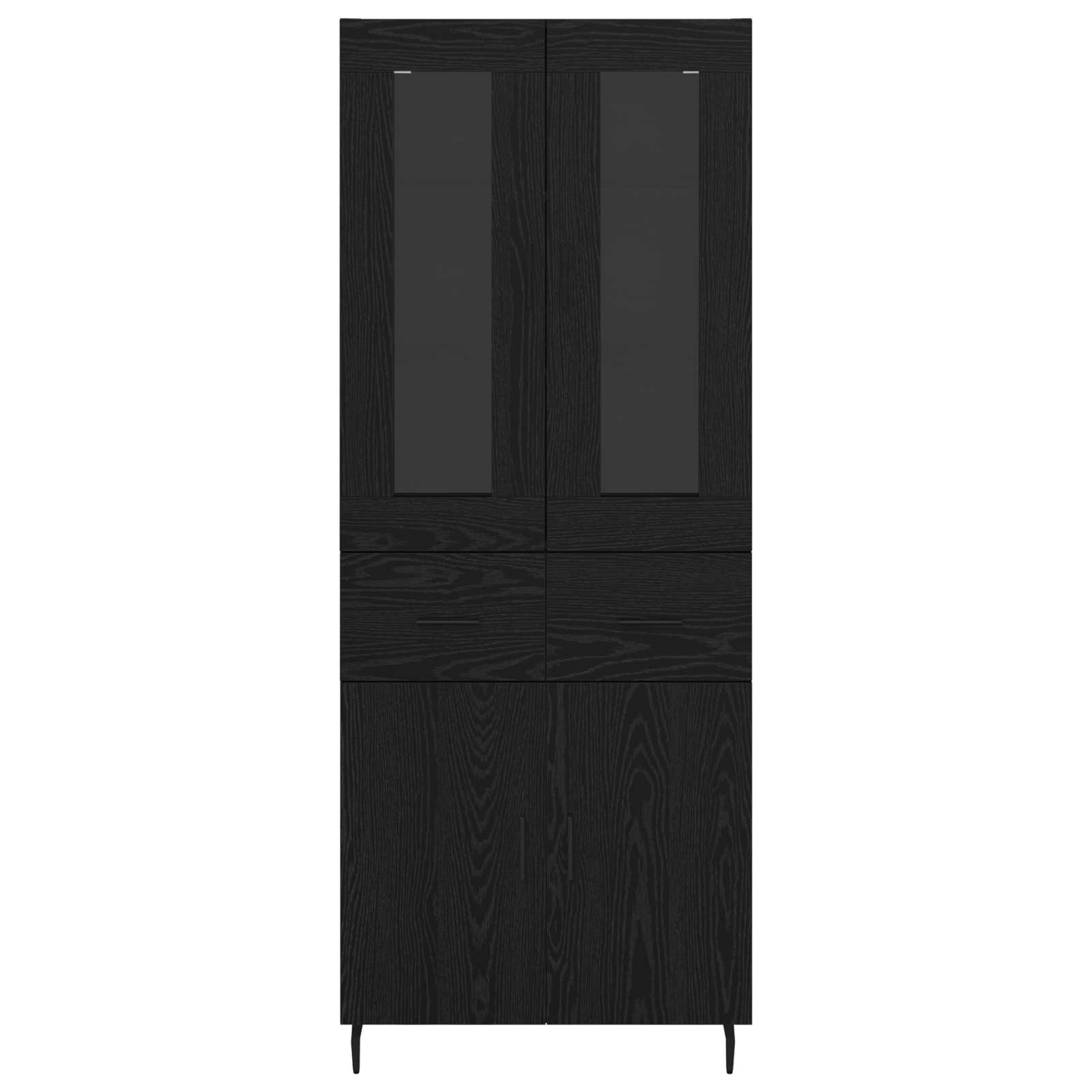 Hoge kast met lade 2 pcs Zwart Eiken Bewerkt hout is nu te koop bij PeponiXL, paradijselijk wonen!