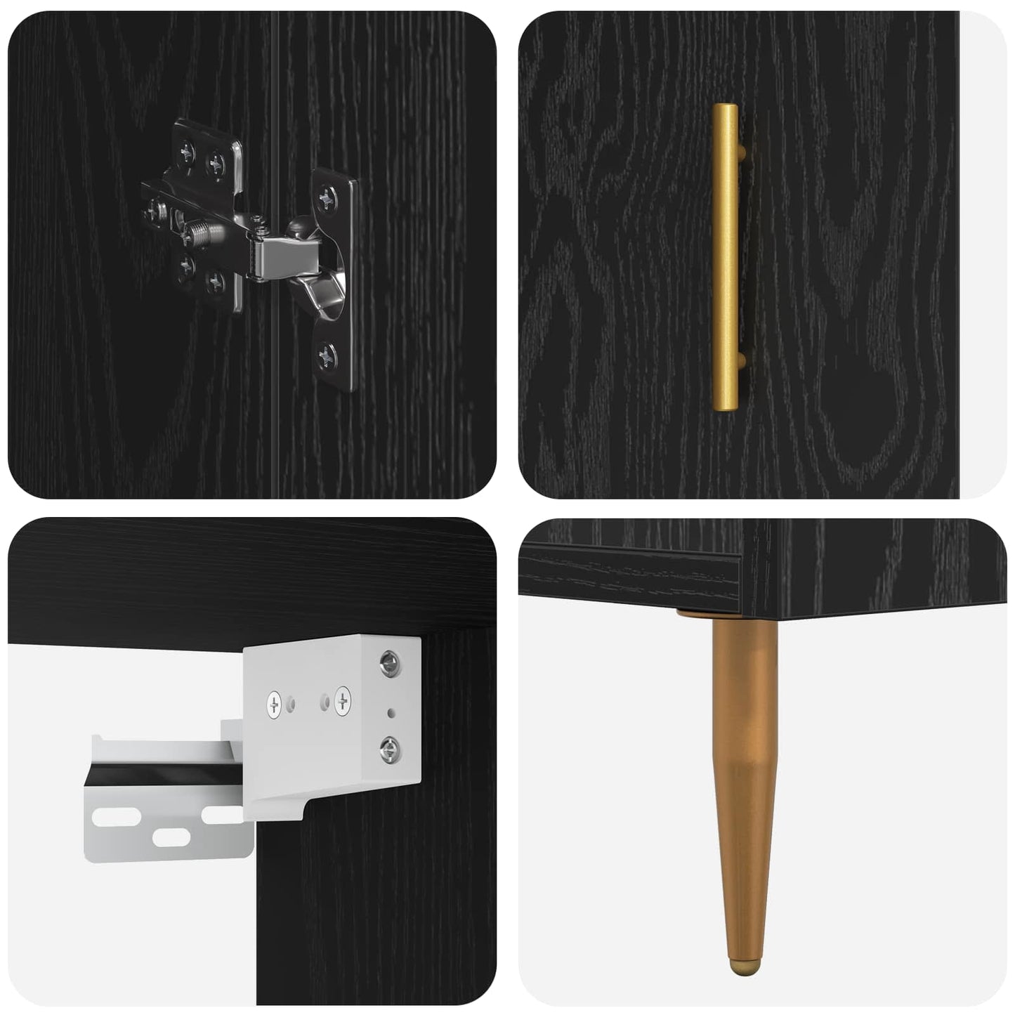 Highboard Zwart Eiken 69,5 x 34 x 180 cm Bewerkt hout is nu te koop bij PeponiXL, paradijselijk wonen!