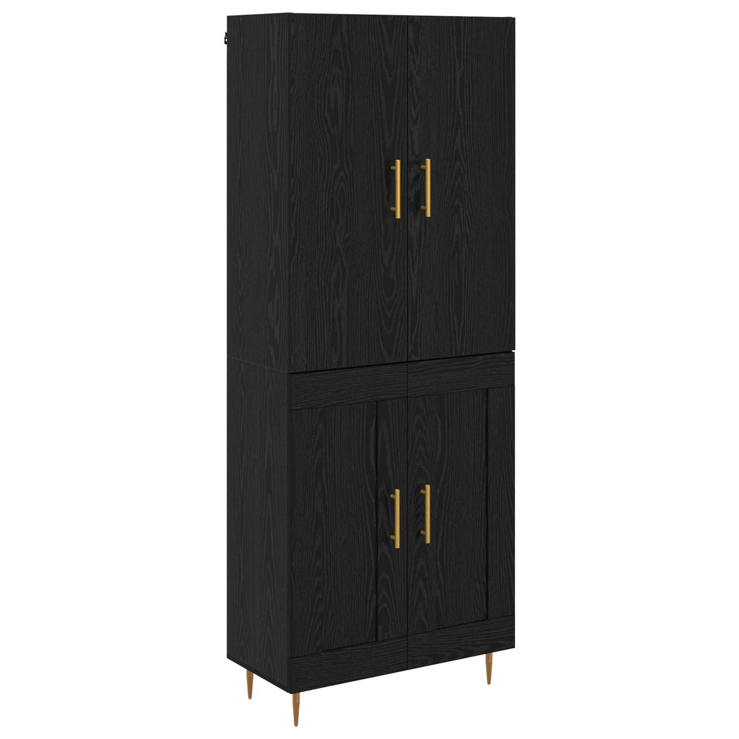 Highboard Zwart Eiken 69,5 x 34 x 180 cm Bewerkt hout is nu te koop bij PeponiXL, paradijselijk wonen!