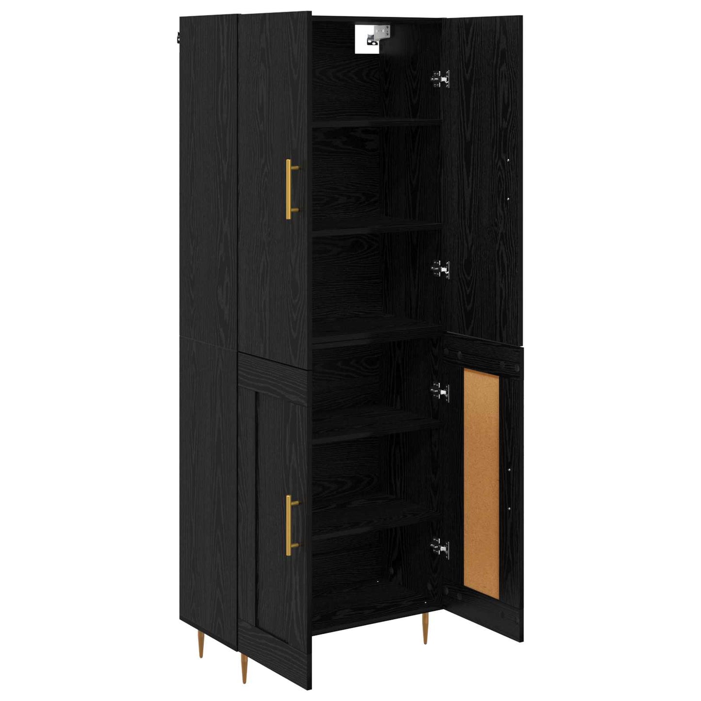 Highboard Zwart Eiken 69,5 x 34 x 180 cm Bewerkt hout is nu te koop bij PeponiXL, paradijselijk wonen!