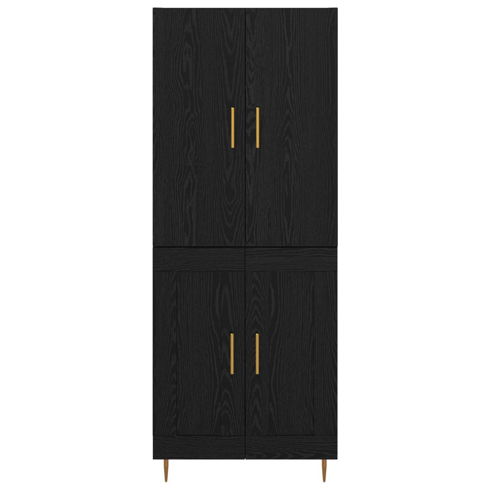Highboard Zwart Eiken 69,5 x 34 x 180 cm Bewerkt hout is nu te koop bij PeponiXL, paradijselijk wonen!