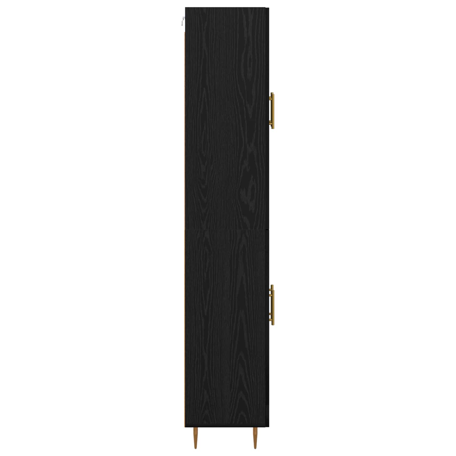 Highboard Zwart Eiken 69,5 x 34 x 180 cm Bewerkt hout is nu te koop bij PeponiXL, paradijselijk wonen!