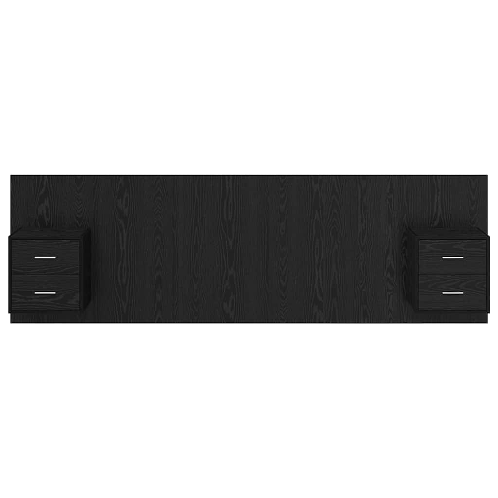 Hoofdbord Met Kast met lade 3 stuks Zwart Eiken Bewerkt hout is nu te koop bij PeponiXL, paradijselijk wonen!