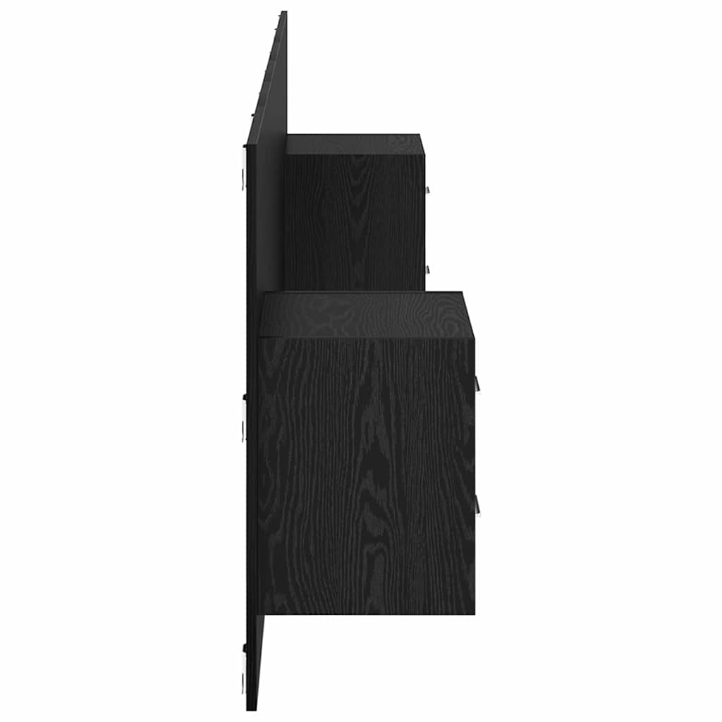Hoofdbord Met Kast met lade 3 stuks Zwart Eiken Bewerkt hout is nu te koop bij PeponiXL, paradijselijk wonen!