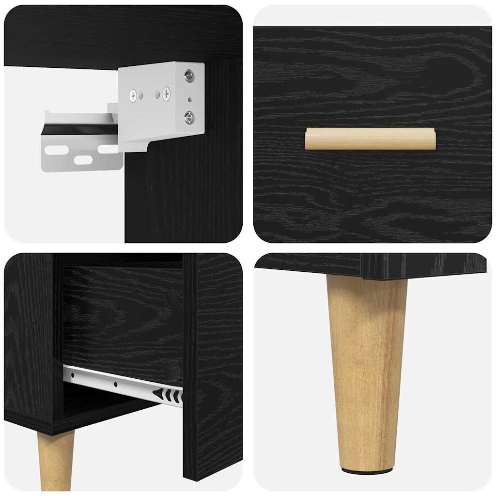 Hoge kast Zwart Eiken 69,5 x 32,5 x 180 cm Bewerkt hout is nu te koop bij PeponiXL, paradijselijk wonen!