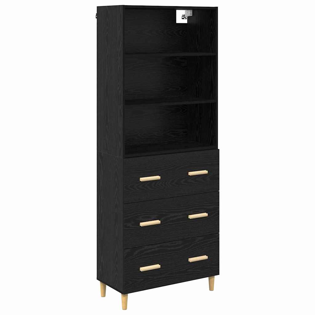 Hoge kast Zwart Eiken 69,5 x 32,5 x 180 cm Bewerkt hout is nu te koop bij PeponiXL, paradijselijk wonen!