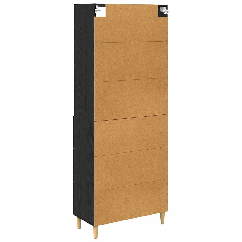 Hoge kast Zwart Eiken 69,5 x 32,5 x 180 cm Bewerkt hout is nu te koop bij PeponiXL, paradijselijk wonen!