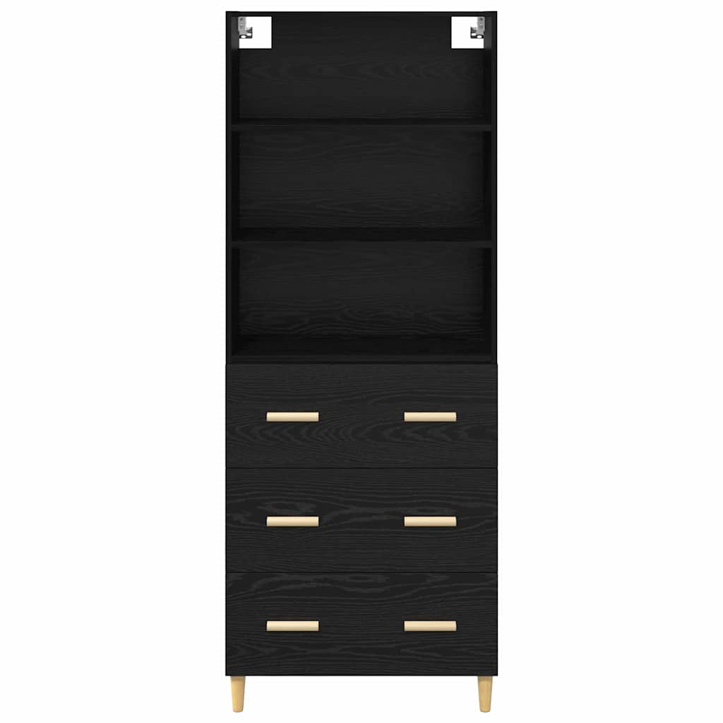 Hoge kast Zwart Eiken 69,5 x 32,5 x 180 cm Bewerkt hout is nu te koop bij PeponiXL, paradijselijk wonen!
