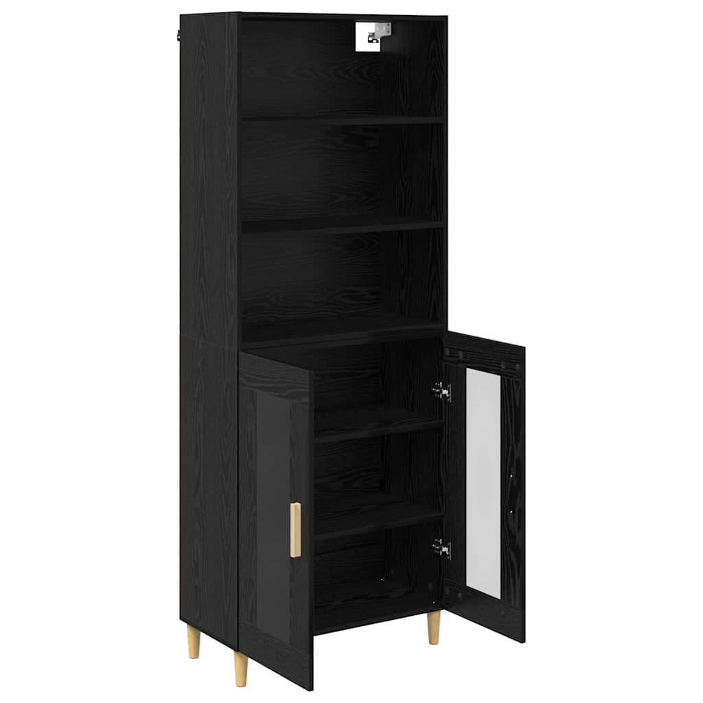 Hoge kast Zwart Eiken 69,5 x 32,5 x 180 cm Bewerkt hout is nu te koop bij PeponiXL, paradijselijk wonen!