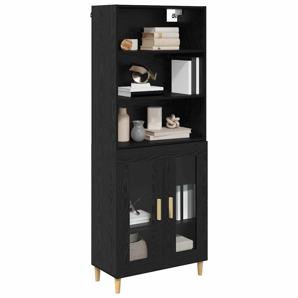Hoge kast Zwart Eiken 69,5 x 32,5 x 180 cm Bewerkt hout is nu te koop bij PeponiXL, paradijselijk wonen!